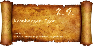 Kronberger Igor névjegykártya
